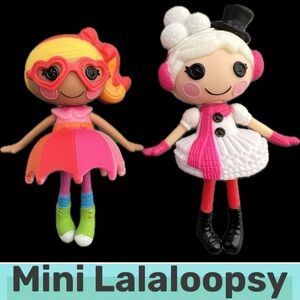 ☀️❄️Set of 2 Mini Lalaloopsy Dolls Winter Snowflake & April Sunsplash 3” Plastic